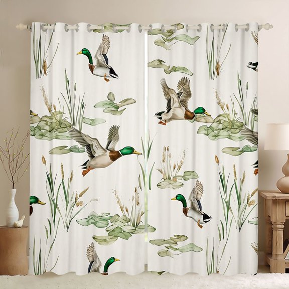 Feelyou Duck Blackout Curtains Set of 2 (52x84 Each), Lotus Leaf Botanical Window Curtains