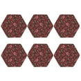 thumbnail image 2 of Pofeuu Rose Flowers Print Leather Coasters Set of 6, Round Cups Mugs Mat Pad for Home Kitchen Heat Resistant Drink Coasters,Hexagon, 2 of 7