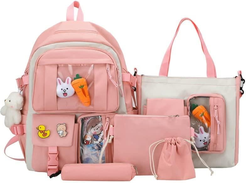 Kawaii Backpack Backpack Kawaii Pendants and Pins Accessories 5Pcs Set