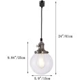 thumbnail image 4 of FSLiving H-Track Pendant Lighting Vintage Industrial Pendant Light Fixture with 5.9" Handmade Globe Clear Shade,Brushed Steel Socket - 3 Pack, 4 of 6