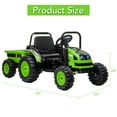 thumbnail image 5 of Luku 12V Kids Tractor with Trailer, Remote Control, Music, LED Lights, Electric Vehicle Toy, Green, 5 of 7