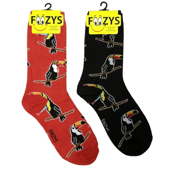 Foozys Women’s Crew Socks | Toucan Tropical Island Oasis Novelty Socks | 2 Pair…