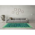 thumbnail image 3 of Ahgly Company Indoor Square Abstract Turquoise Blue Modern Area Rugs, 8' Square, 3 of 4