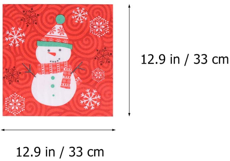LUOEM Christmas Snowman Napkins Disposable Tissue Wood Pulp Dinner Napkins Birthday Party Supplies Xmas Favors 50-Pack 