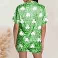 thumbnail image 5 of IWRICH Pajama for Women Short Sleeve Button down Tops and Shorts Satin Pjs 2 Piece Soft Sleepwear Loungewear Set 08-Green L, 5 of 5