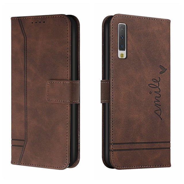 Funda con tapa estilo vintage para Samsung A7 2018, con ranura para varias tarjetas, protección total, estilo retro, material PU+TPU