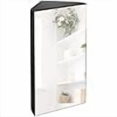 Bathroom Corner Medicine Cabinet W/Mirror, Single Door Bathroom White Wall Mount Mirror Cabinet, Hanging Triple Shelf Storage Cabinet Opens Left to Right