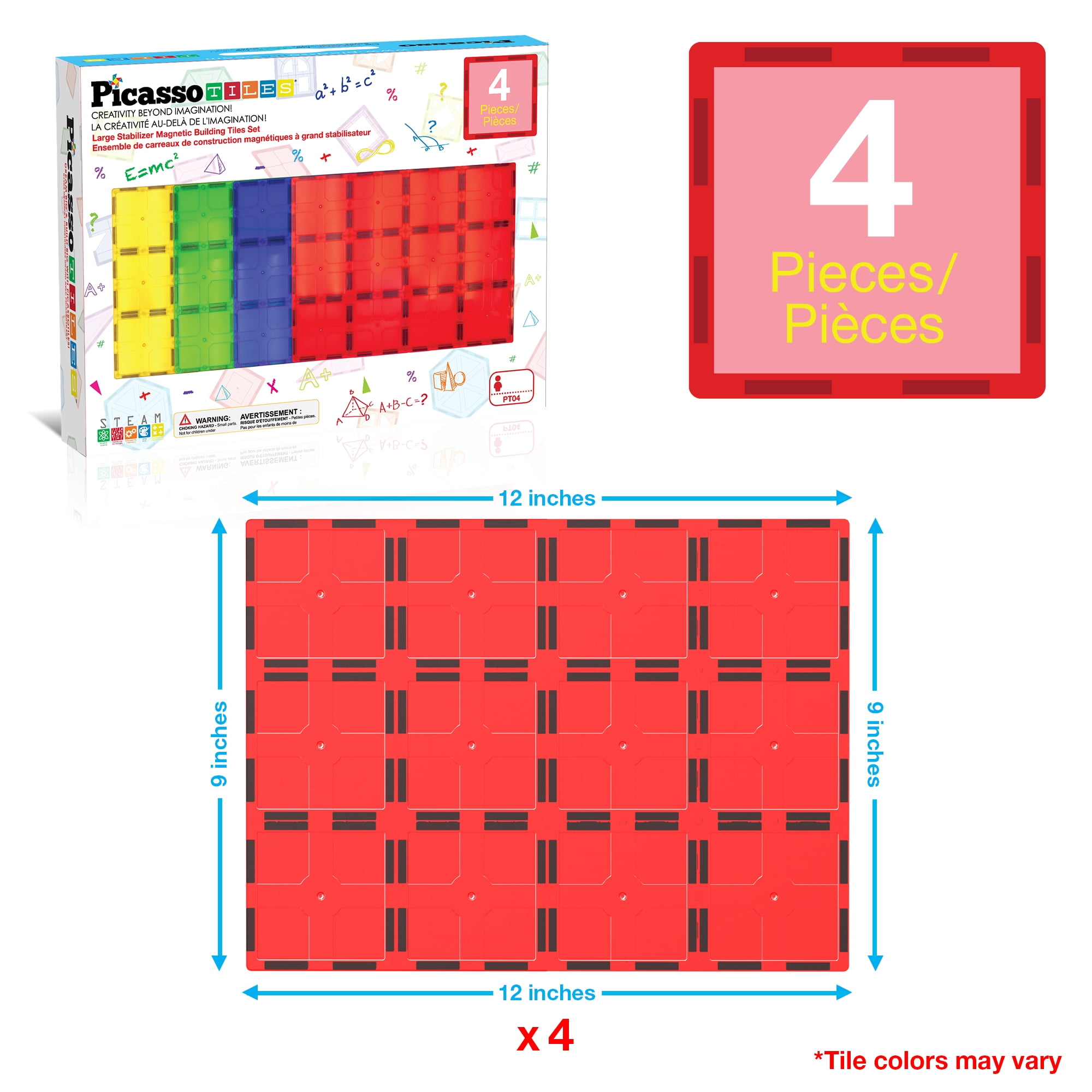 PICASSO TILES, Stabilizer Base for Magnetic Tiles, 4PCS Large Set