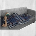 thumbnail image 6 of Checkered Soft Flannel Fleece Throw Blanket, Abstract Striped Design Scottish Culture Inspired Celtic Fashion, Cozy Plush for Indoor and Outdoor Use, 50" x 60", Night Blue Cinnamon, by Ambesonne, 6 of 6