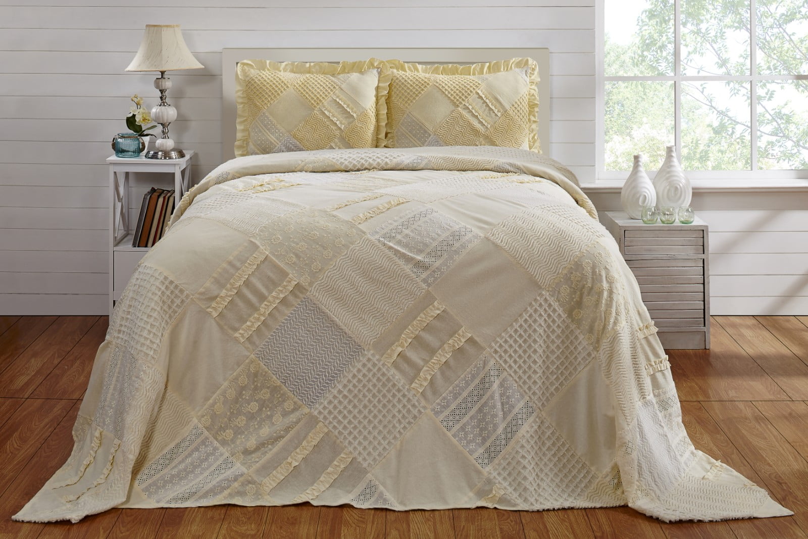 Better Trends Ruffled Chenille Bedspread Full/Double, Yellow