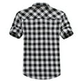 thumbnail image 2 of Men‘s High Collar Short Sleeve Button Down Shirt Plaid Poplin Shirt Work Shirt for Men, 2 of 5