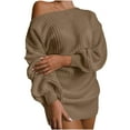 thumbnail image 2 of Sentmoon Casual Sweater Dress for Women Off Shoulder Holiday Dresses for Women Cold Shoulder Fashion Knitted Short Dresses,OverSized Stylish A-line Dresses Coffee S, 2 of 4