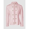 thumbnail image 6 of Women Argyle Cable Cardigan Light-Weight Cropped Coat Stand Collar Long Sleeve Metal Button Fall Jackets Pink XL, 6 of 7