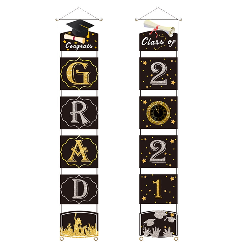 Homemaxs 1 Pair Graduation Party Couplets Door Curtain Door Banner