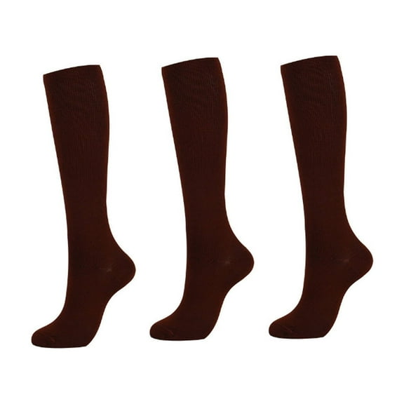 AUQ 3Pcs Compression Socks,Progressive Pressure Support Mens Compression Socks,Colorful Solid Design Suitable for Various Sports Scenarios Knee High Socks,Coffe