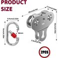 thumbnail image 7 of Zipline Pulley, 304 Stainless Steel Tandem Speed Double Pulley with Carabiner and Handle for 1/4 5/16 3/8 Cable Backyard Zipline, Hauling, Rigging and Commercial Purposes, 7 of 7