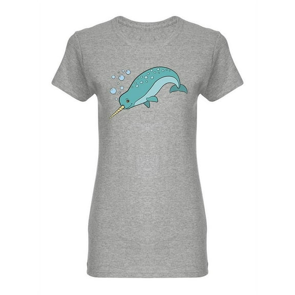 Narwhal Cartoon Animal Shaped T-Shirt Women -Image by Shutterstock, Female Large