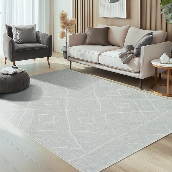 RUGKING 5x7 Area Rug Non Slip Washable Rug Modern Boho Carpet Gray Mat for Dinning Room Living Room Bedroom