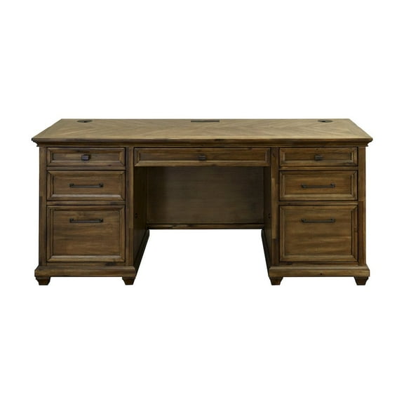 Martin Furniture Credenza Wood Office Desk Writing Table Storage Desk in Brown