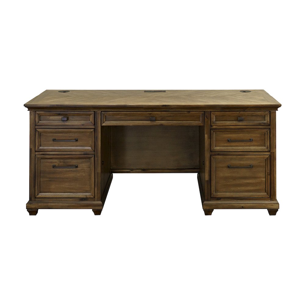 Martin Furniture Credenza Wood Office Desk Writing Table Storage Desk in Brown
