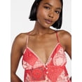 thumbnail image 4 of No Boundaries Button Front Ruffle Lace Trim Cami Top, Women's XXS-XXL, 4 of 5