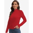thumbnail image 5 of Women's Long Sleeve Mock Turtleneck Tops Casual Slim Fitted Lightweight Under Layer Pullover Shirts, 5 of 6