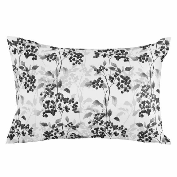 Outdoor Waterproof Throw Pillow Covers Set of 2 Black Fruit Decorative Pillowcases Lumbar Outdoor Pillows Cushion Case 20x12 Inch Berry Leaves Nature Patio Pillows for Couch Sofa Bed Garden
