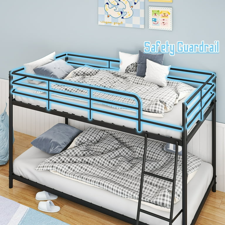 Zimtown Twin-over-Twin Low Profile Junior Bunk Bed, Black