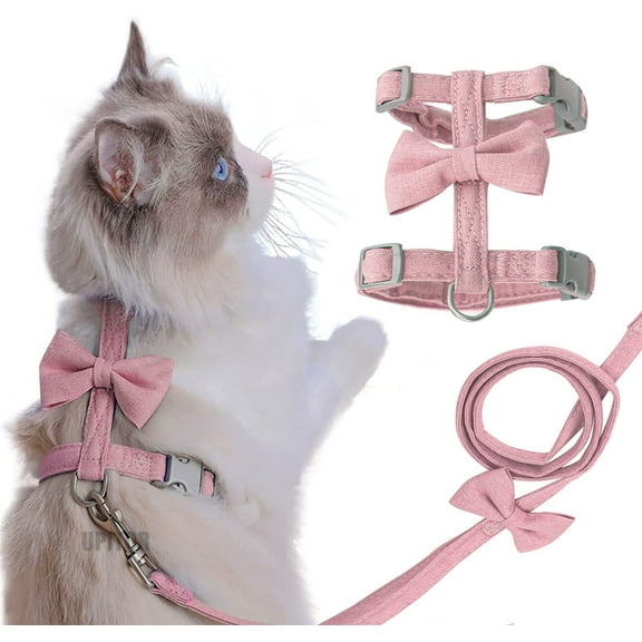 UPITOR Escape Proof Cat Harness and Leash Set - Lightweight and Breathable - Adjustable for Small Pets for Cat for Pet Cat Kitten Puppy Rabbit Ferret(Pink,S)