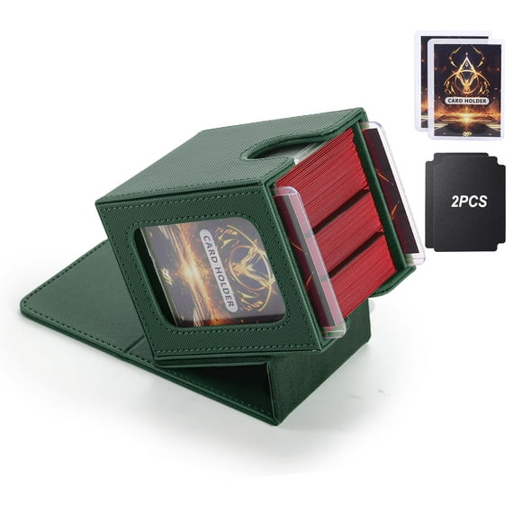 Vitrina doble MTG Deck Box Stepane, piel sintética, verde