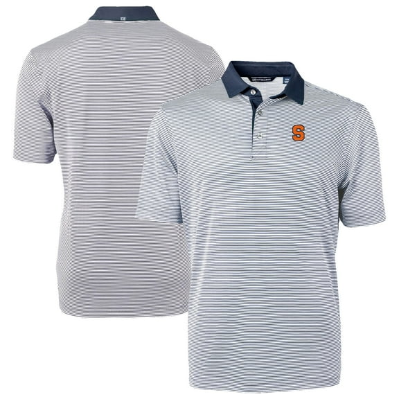 Men's-Cutter & Buck  Navy/White Syracuse Orange DryTec Virtue Eco Pique Recycled Polo