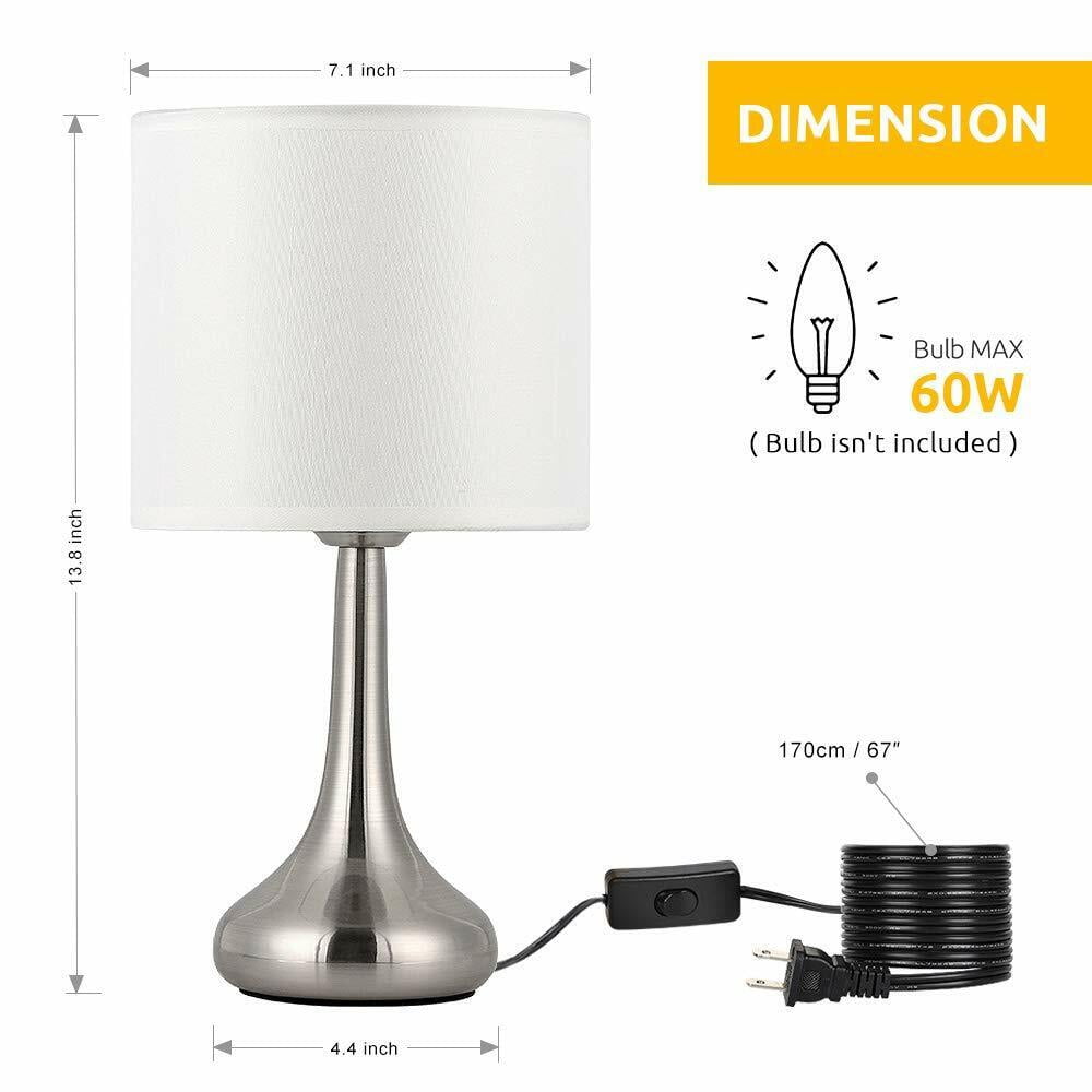 Mengina 13.8" Modern Silver Metal Table Lamp with White Fabric Shade