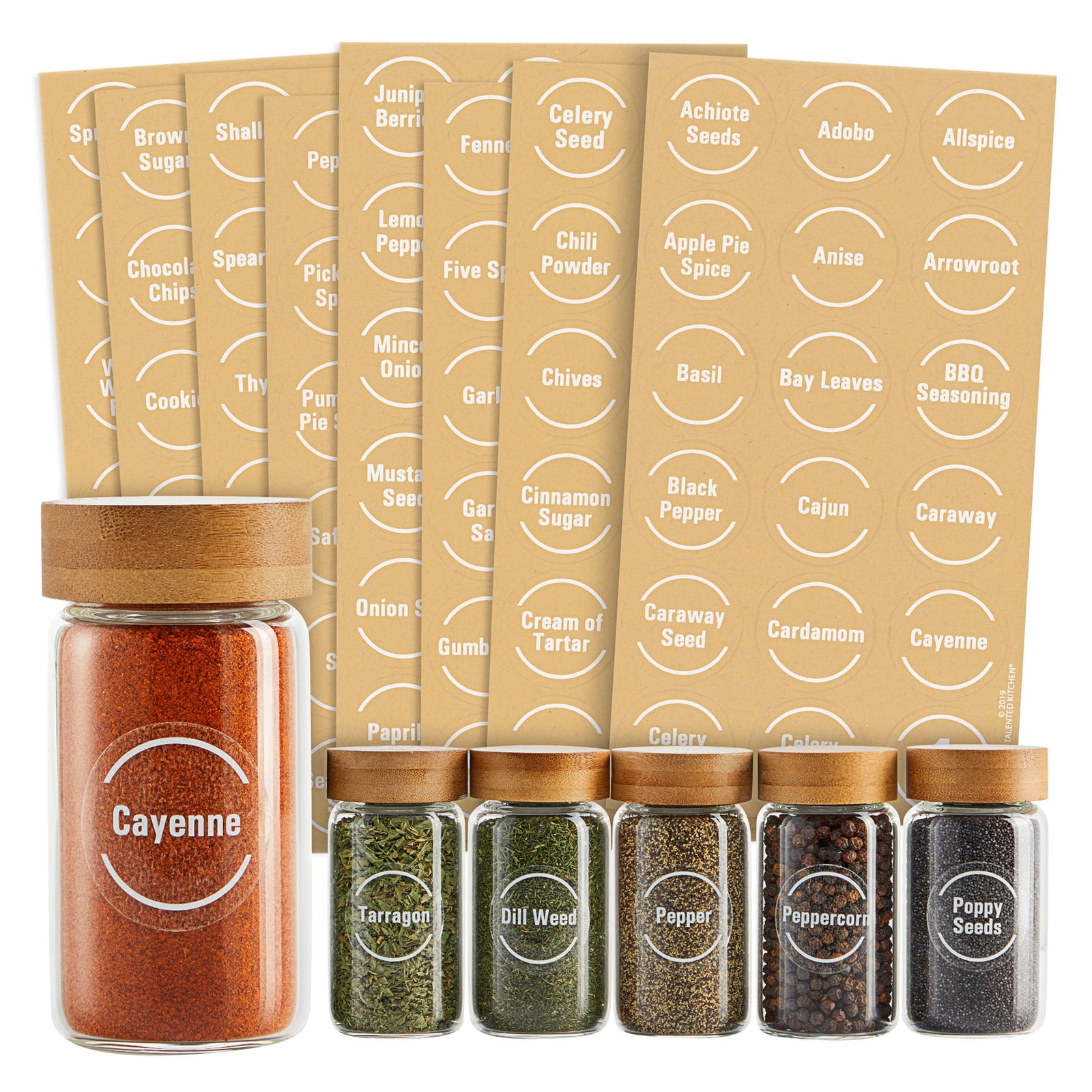 Talented Kitchen 144 Spice Labels Stickers + Pantry Labels, Clear Spice
