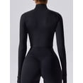 thumbnail image 2 of Women's Full Zip Sports Jacket Slim Fit Athletic Jacket Stretchy Workout Yoga Jacket Full Zip Long Sleeve Cropped Track Jacket with Thumb Hole Black X-Large, 2 of 4