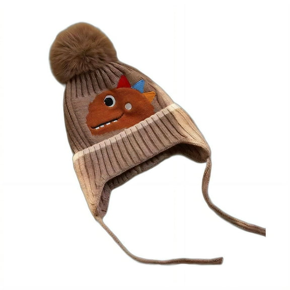 TELOLY Kids Beanie,Comfortable Soft Fabric Boys Winter Hat,Cute Cartoon Design Kids Winter Hat,Yellow