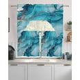 thumbnail image 2 of Turquoise Modern Kitchen Curtains Sets 24 Inch Length with Valance, Teal Grey Marble Textured Swag Valances and Tiers Curtain Set Drapes Swag Curtains for Living Room, Bathroom, Bedroom, Cafe, 2 of 6