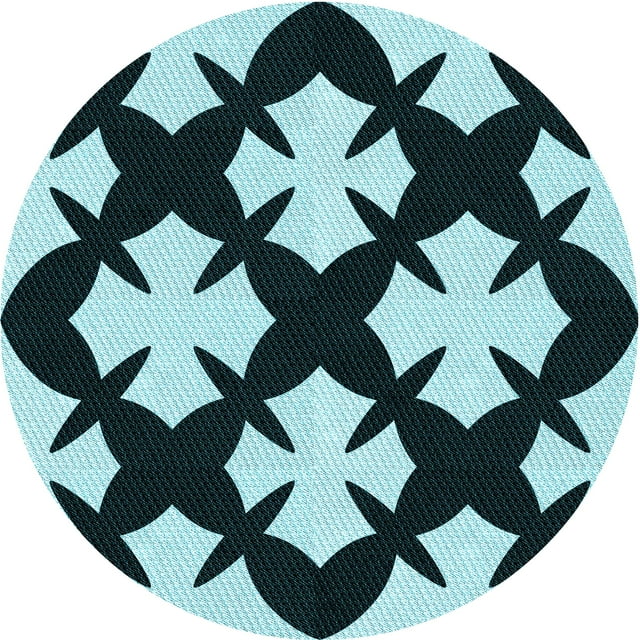 Ahgly Company Tapis Rond Lavable en Machine Intérieur Transitionnel Vert Sarcelle Profond, 5 Pieds Rond