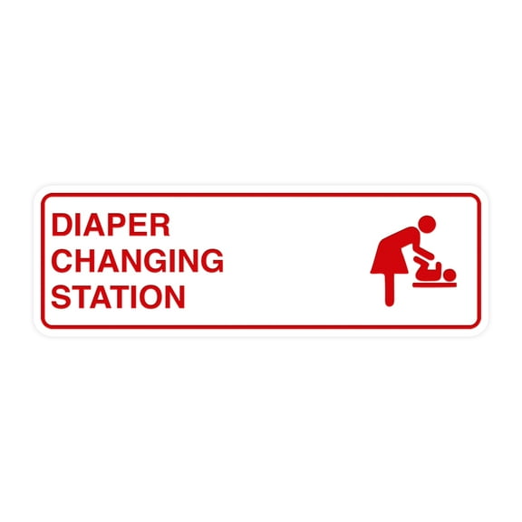 Standard Diapers Changing Station Sign (White/Red) - Large