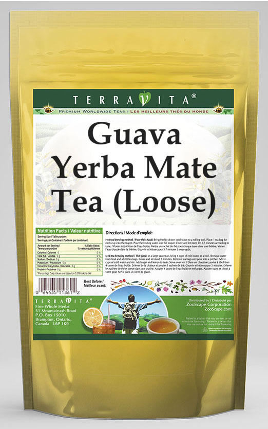 TerraVita Guava Yerba Mate Tea, (Guava,Loose Leaf Yerba Mate Tea, 4 oz