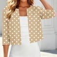 thumbnail image 6 of DYTTDG Women's Polka Dot Cropped Cardigan | 3/4 Sleeve Open Front Round Neck Shrug for Summer, Lightweight Cover Up, 6 of 8