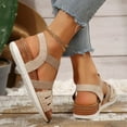 thumbnail image 7 of Sandles Oofoos Women's Fashion Casual Spring And Summer Outer Wear Hollow Solid Color Round Head Open Toe Elastic Wedge Heel Thick Bottom Sandals Beige, 7 of 7