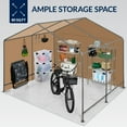 thumbnail image 3 of Best Choice Products 10x8ft Outdoor Fabric Storage Shed, Steel Frame, Dual Roll-Up Zipper Doors, Window - Tan, 3 of 8