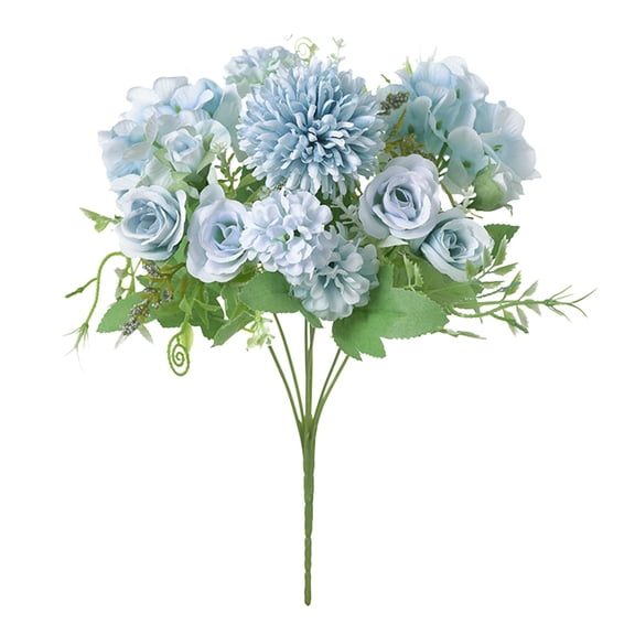 Artificial Flowers, Fake Peony Faux Silk Hydrangea Artificial Mums Chrysanthemum Mixed Flower Bouquet Decor Plastic Flower Arrangements Wedding Decoration Table Centerpieces, 12.9 inch