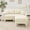 Beige, variant on HUTWIFE Home L-Shaped Reclining and Curved Armrests Sectional Sofas with Ottoman and Pillows, Pink