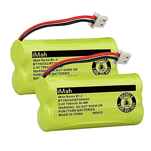 iMah Ryme B1-2 BT166342/BT266342 2.4V 750mAh Ni-MH Batterie de Remplacement pour Moniteur de Bébé VTech et Téléphone Sans Fil, 2-Pack