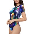 thumbnail image 2 of Easygdp Transparent Jellyfishes Women'S Waist-Cinching Short-Sleeved Onesie, Olastic Onesiet,Snaps At Bottom,Easy To Put On And Take Off - Medium, 2 of 9