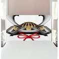 thumbnail image 1 of Japanese Headboard, Pattern of Classic Japanese Kabuto Custom Medieval Period, Upholstered Decorative Metal Bed Headboard with Memory Foam, Twin Size, Grey Vermilion Yellow, by Ambesonne, 1 of 4