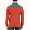 thumbnail image 4 of Zylanna Men's Long Sleeve Polo Shirts, Spring Fall Slim Fit Turndown Collar Gradient Color Casual Pullover Tops for Man Red, 4 of 6