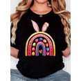 thumbnail image 1 of T-Shirt pour Femmes, Imprimé "Lapin Oreille Arche Œuf" de Pâques Directionnel, Mode Minimaliste Rétro, Col Rond, Confort Décontracté, T-Shirt de Sport à Manches Courtes Fête des Pères, Fête des Mères, Nouvel An, Festivité Printanière, 1 of 6