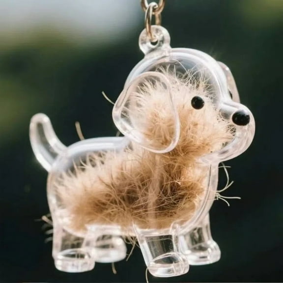 Dog Hair Keepsake Keychain – Mini Transparent Capsule to Preserve Pet Fur, Portable Memorial Charm for Dogs, Thoughtful Gift for Pet Lovers